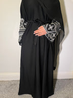 Safa Abaya with Embroidered Sleeves and Pockets - Premium Nida Fabric essential hitam ramadan embroidery elegant daily