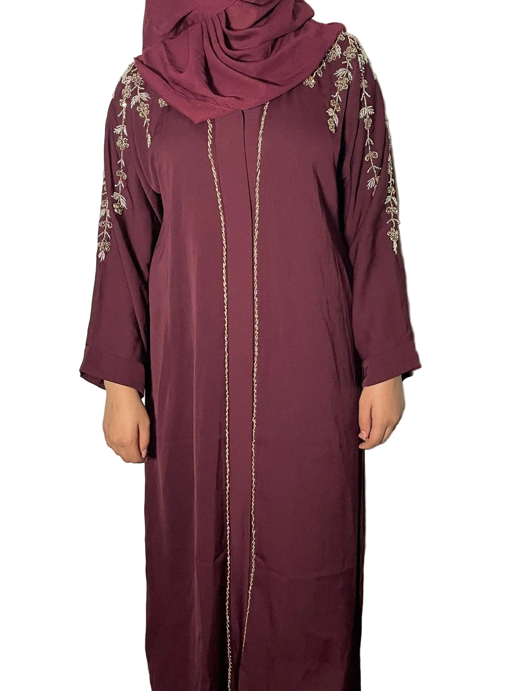 Rida Abaya with Intricate Gold & Silver Embellishments Elegant Design for Any Occasion Black Abaya with Floral Emblishment
