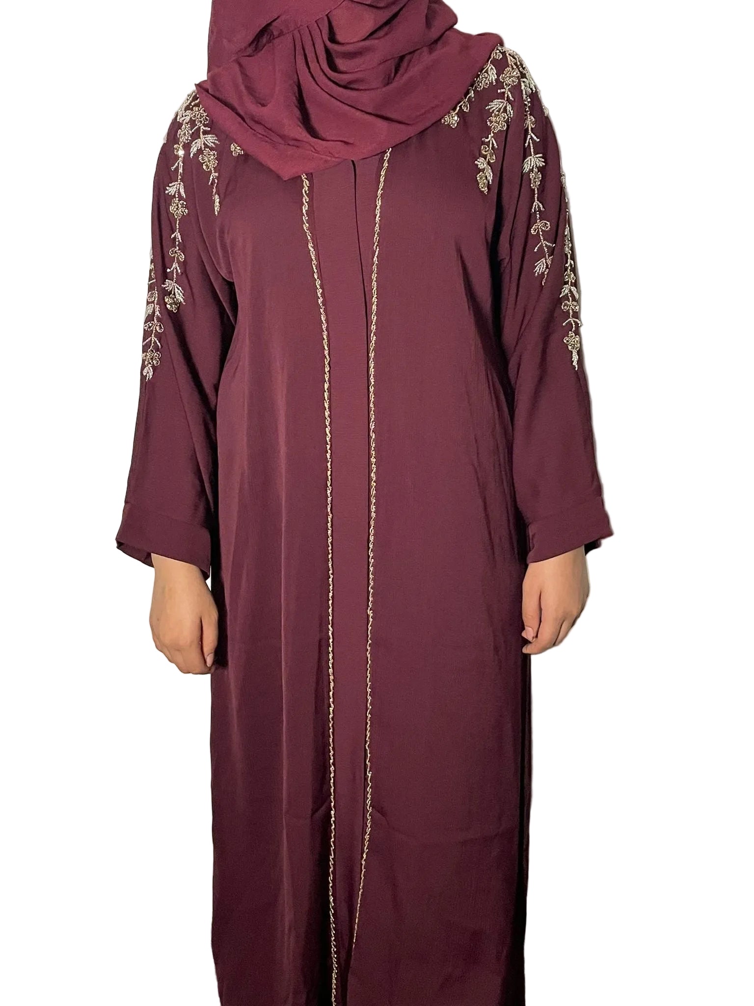 Rida Abaya with Intricate Gold & Silver Embellishments Elegant Design for Any Occasion Black Abaya with Floral Emblishment