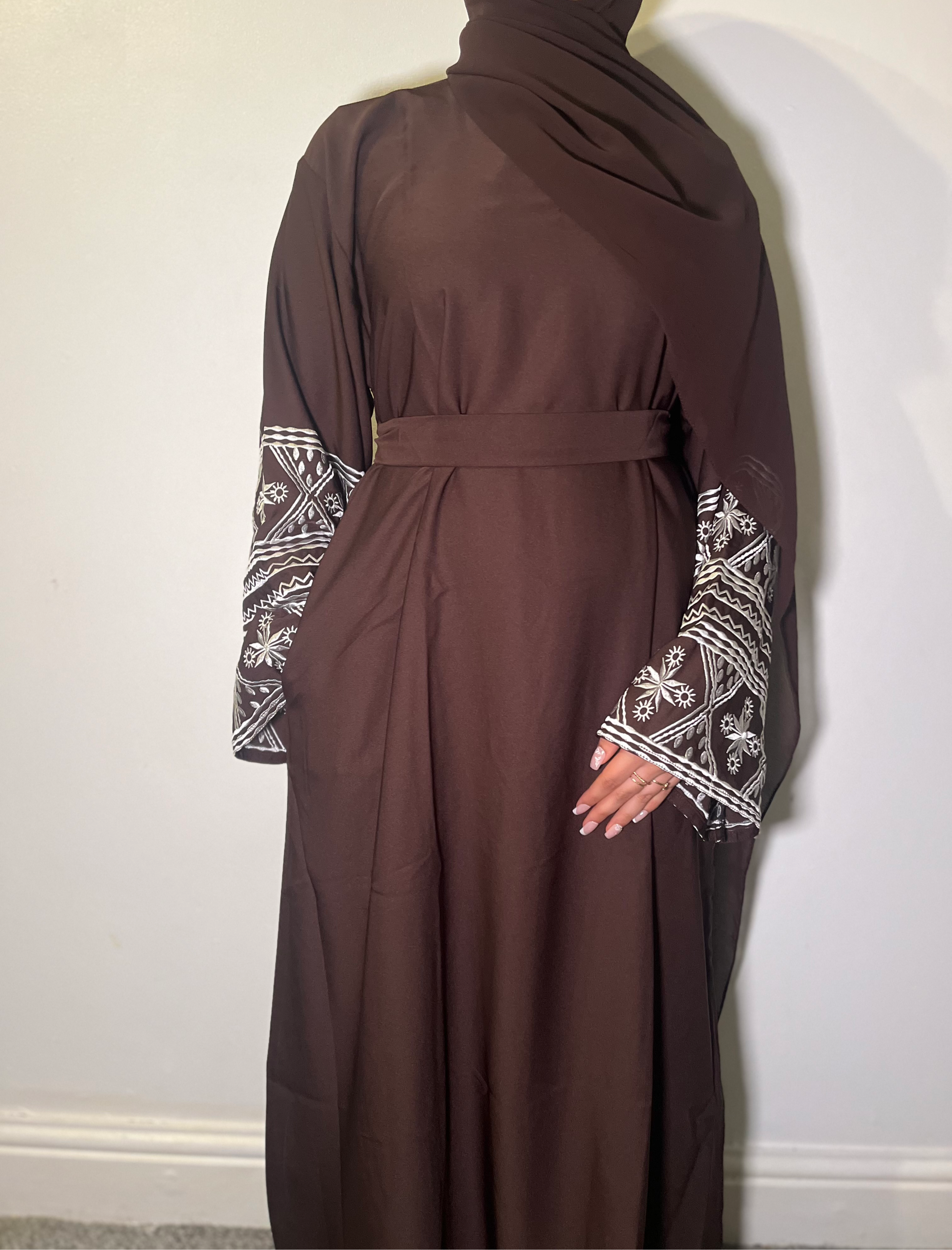 Safa Abaya with Embroidered Sleeves and Pockets - Premium Nida Fabric essential hitam ramadan embroidery elegant daily
