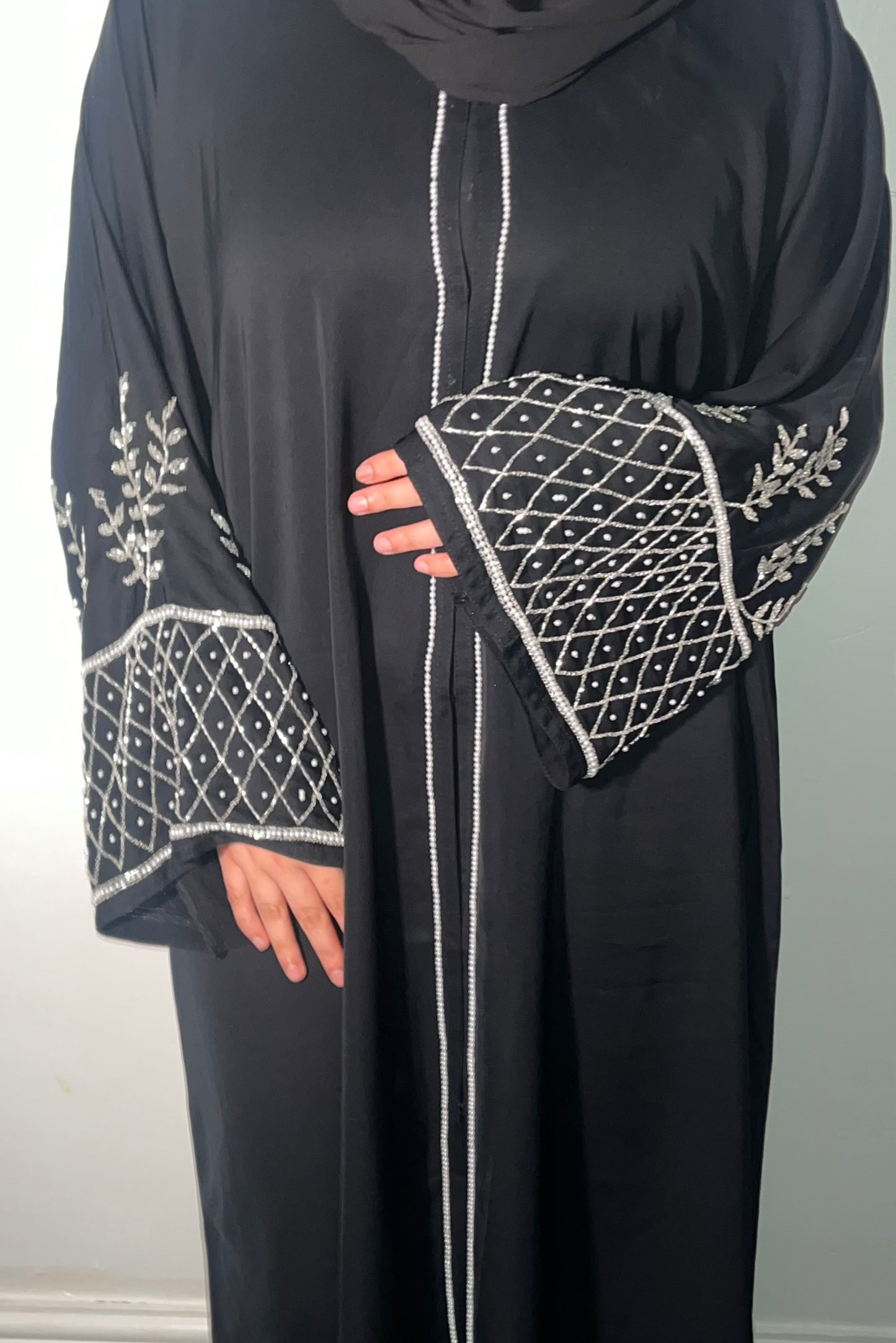 Haya Abaya embellished set in Royal Blue, Black and Navy