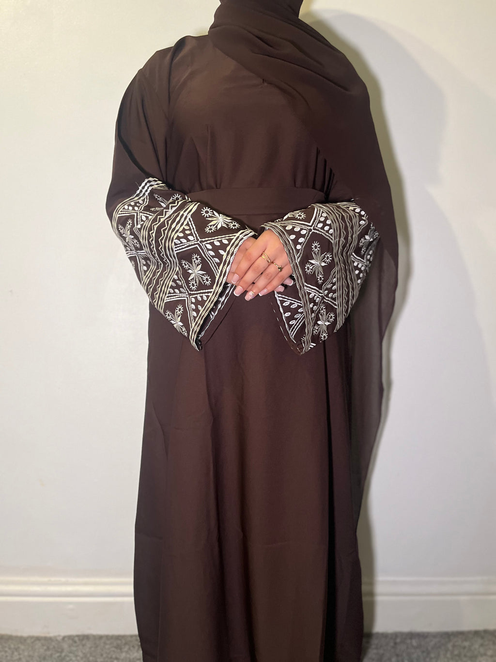 Safa Abaya with Embroidered Sleeves and Pockets - Premium Nida Fabric essential hitam ramadan embroidery elegant daily