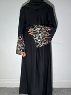 Yusra Abaya - 3 Piece Embroidered Open Abaya with Snap On Buttons for Women