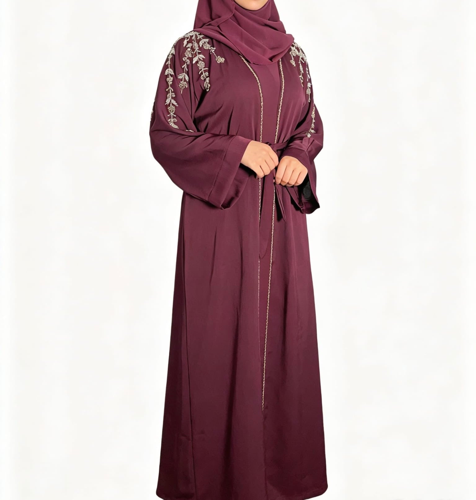 Rida Abaya with Intricate Gold & Silver Embellishments Elegant Design for Any Occasion Black Abaya with Floral Emblishment
