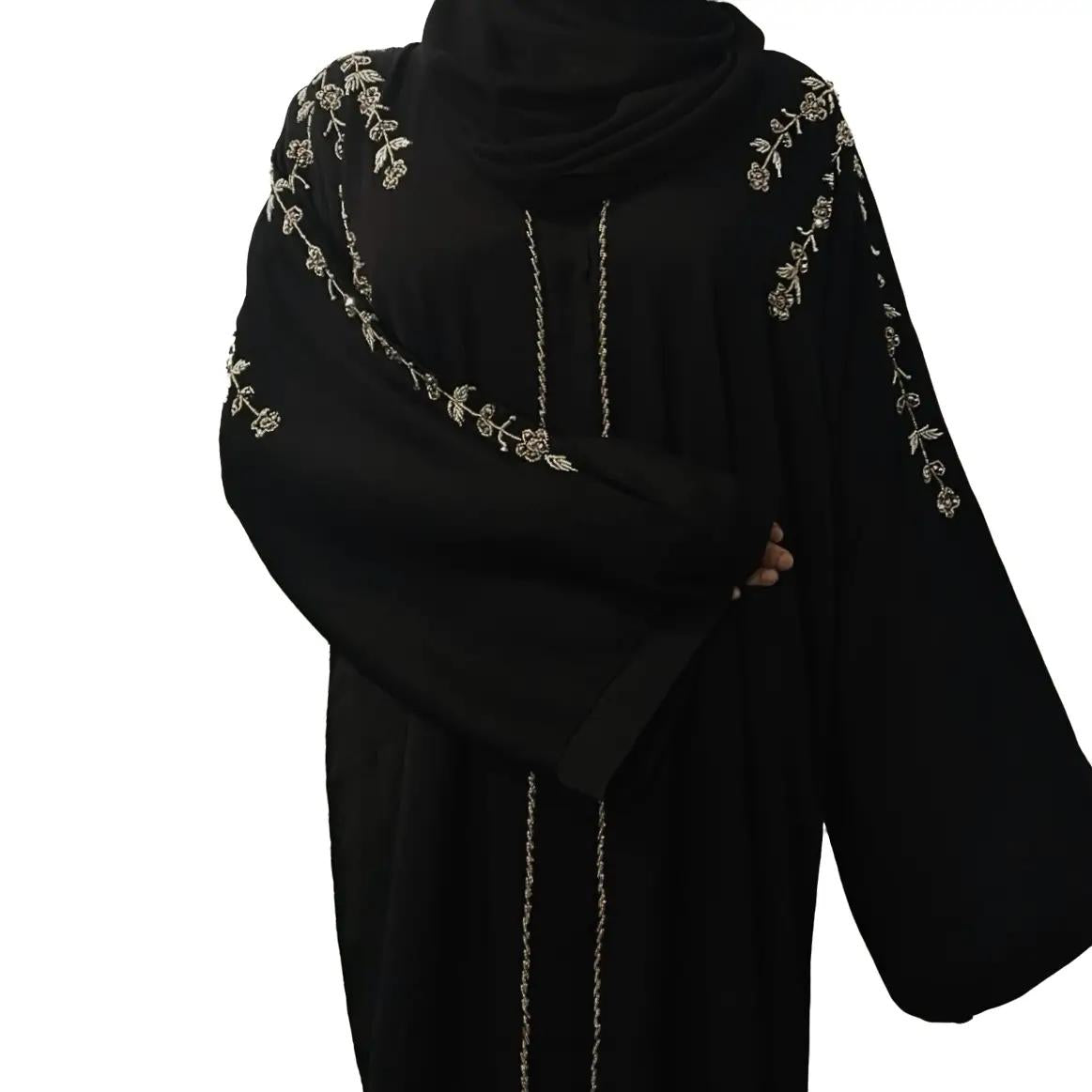 Rida Abaya with Embellishments on shoulders, sleeves and back