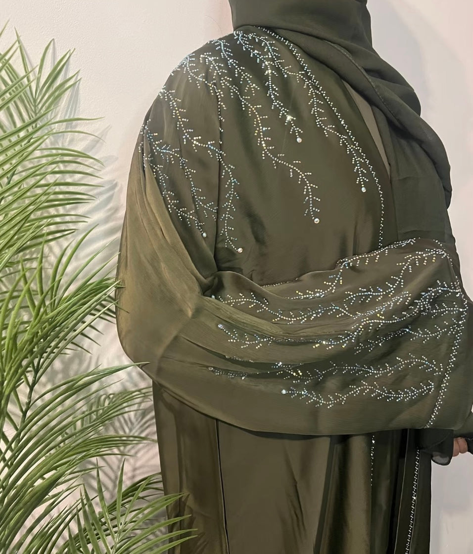Marwa Abaya In Midnight - Olive