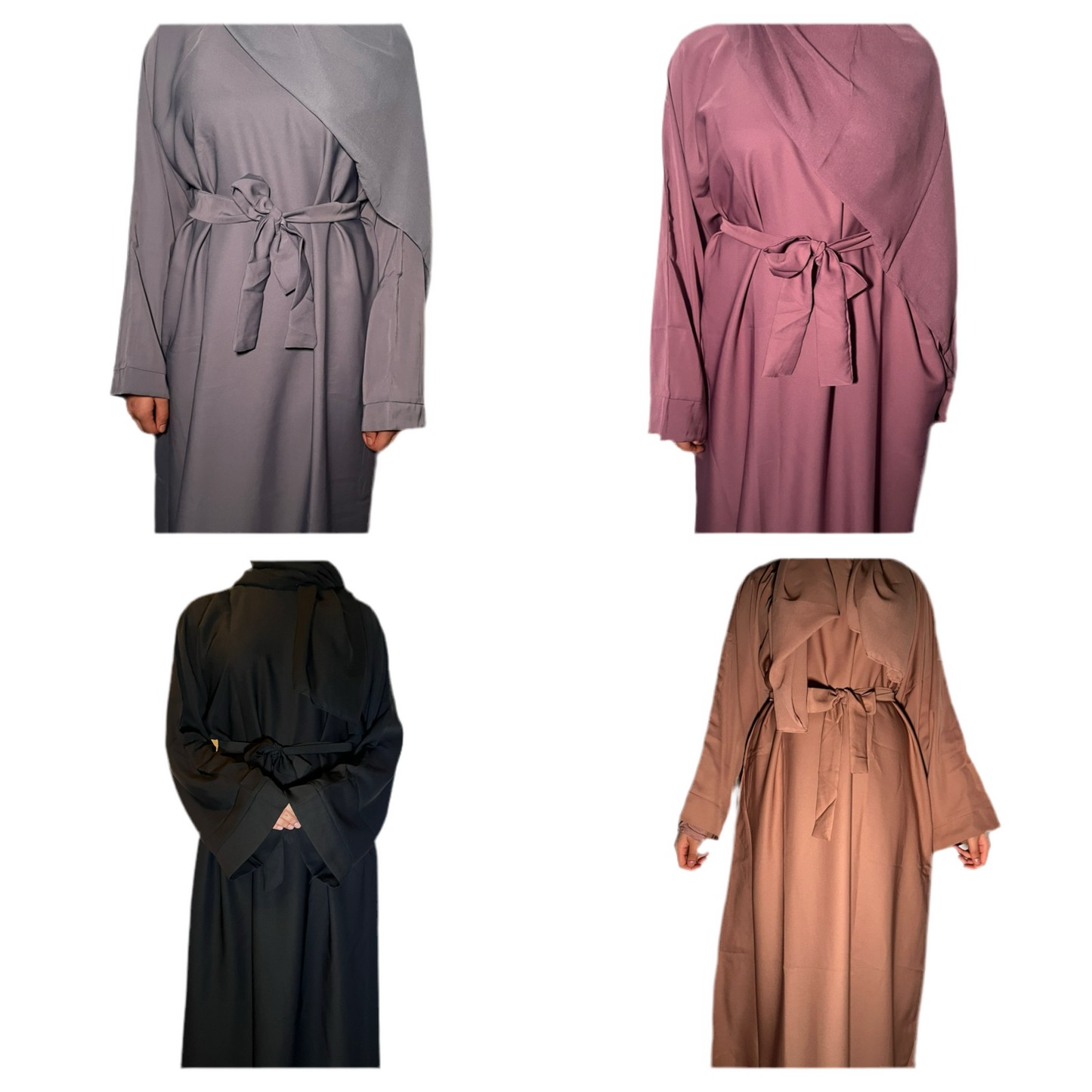 Leila Plain Abaya -with Pockets   3-Piece Set