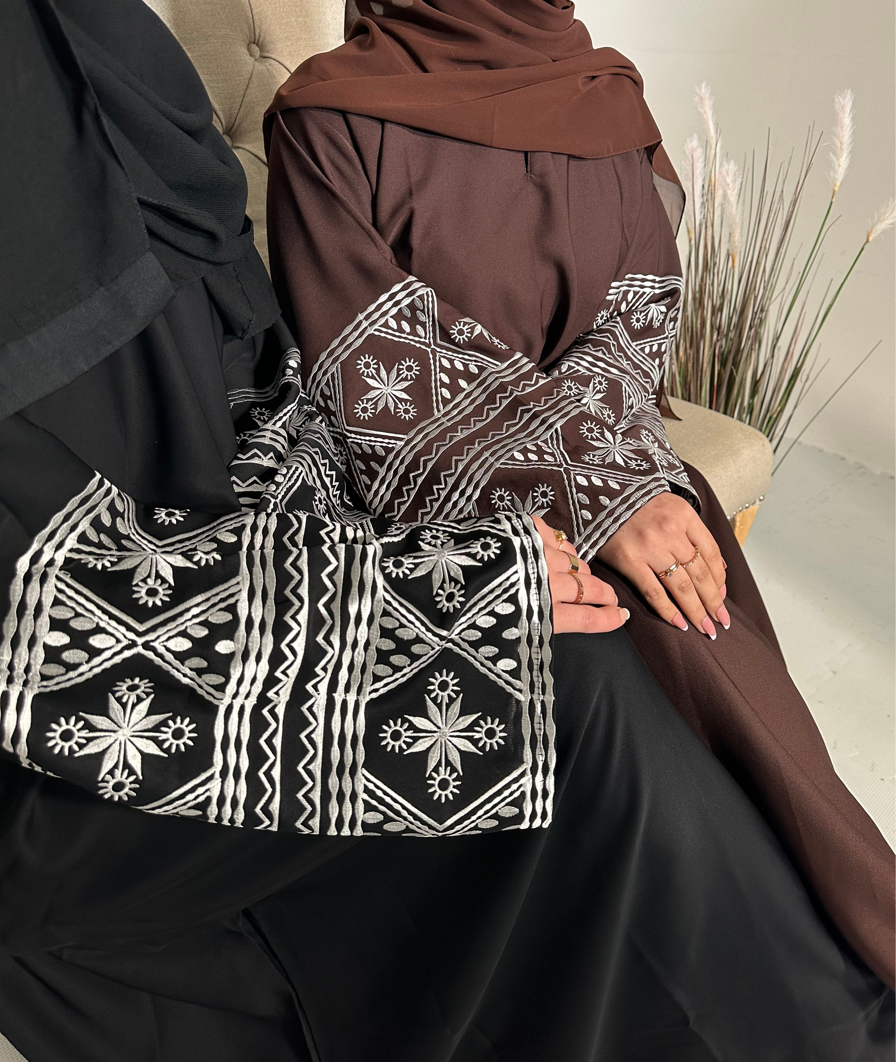 Safa Abaya with Embroidered Sleeves and Pockets - Premium Nida Fabric essential hitam ramadan embroidery elegant daily