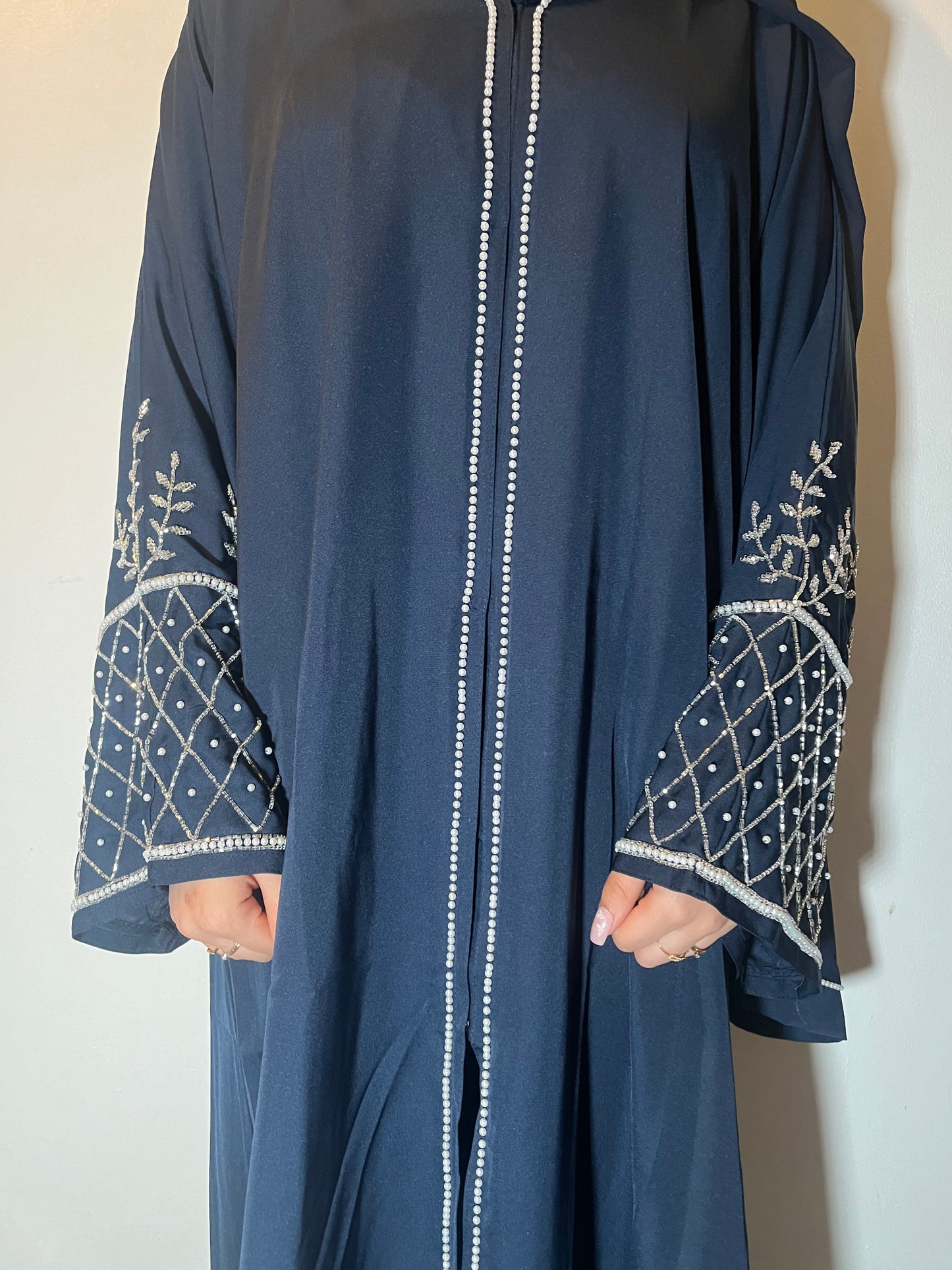 Haya Abaya embellished set in Royal Blue, Black and Navy