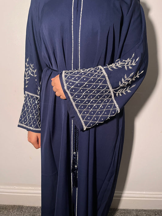 Haya Abaya embellished set in Royal Blue, Black and Navy