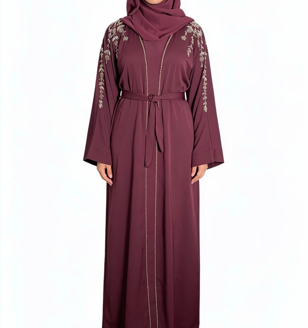 Rida Abaya with Intricate Gold & Silver Embellishments Elegant Design for Any Occasion Black Abaya with Floral Emblishment