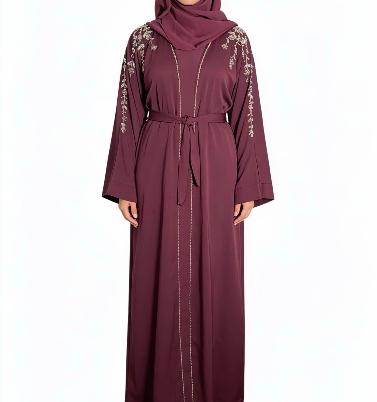 Rida Abaya with Intricate Gold & Silver Embellishments Elegant Design for Any Occasion Black Abaya with Floral Emblishment