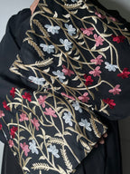 Yusra Abaya - 3 Piece Embroidered Open Abaya with Snap On Buttons for Women