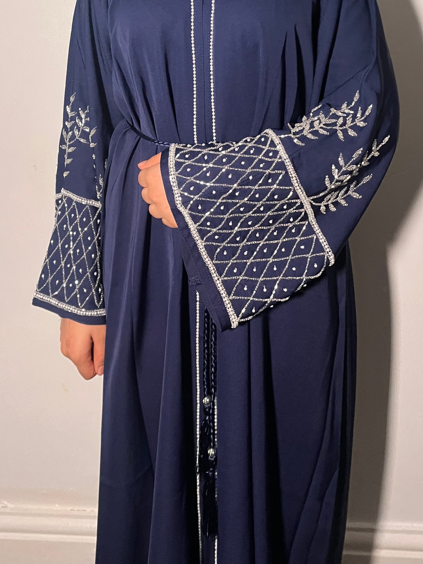 Haya Abaya embellished set in Royal Blue, Black and Navy