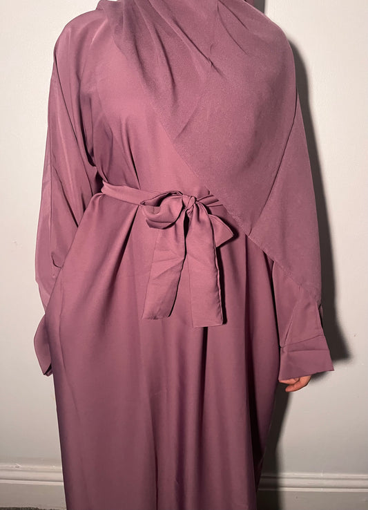 Leila Plain Abaya -with Pockets   3-Piece Set