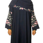 Amina Embroidery Abaya Comfortable 3 Piece Set Includes Belt Embroidered Scarf