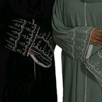 Amirah Abaya in Elegant Silver Embellishment Scarf and Belt for Any Occasion Party to Wear with Intricate Silver Detailing