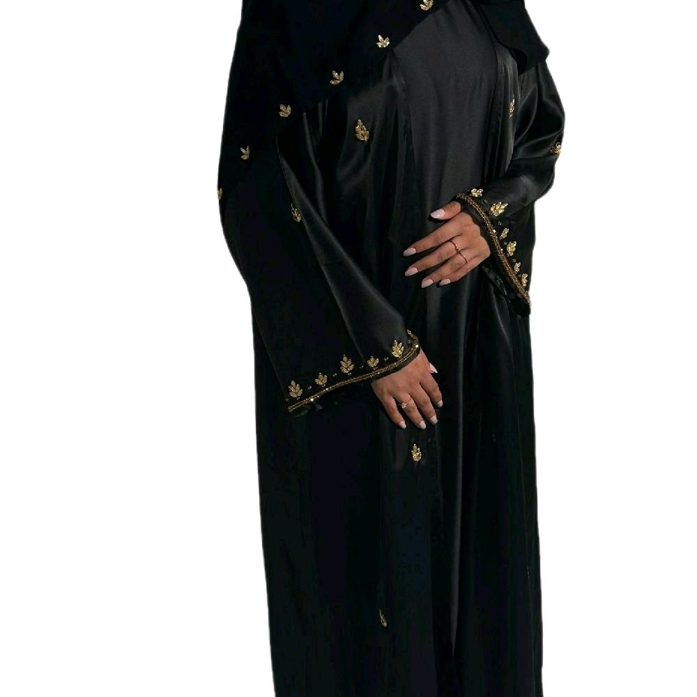 Amani Abaya with in Black its Gold bead Champagne, Emerald green Silver Beads Scarf Inner Slip and Outer Abaya For Any Occasion