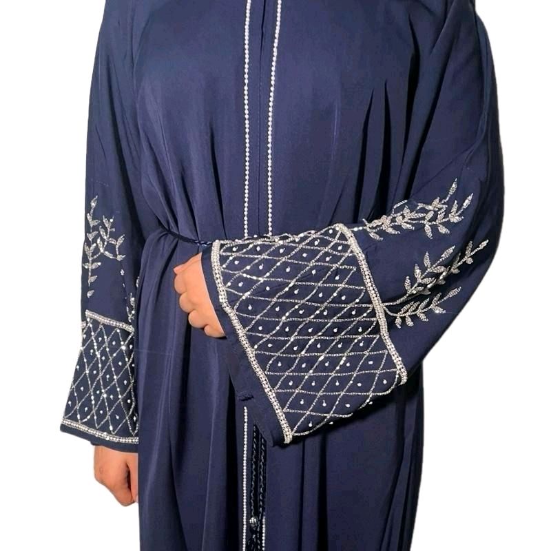 Haya Abaya - Black,Navy,Royal Blue, Olive  Embellished 3 Piece Set with Matching Scarf and Belt love party hitam ramadan luxury