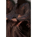 Loujain Abaya 3 Piece Set - Elegant Silk Satin & Organza with Rhinestone Details for Eid Parties & Special Occasions