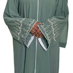 Amirah Abaya in Elegant Silver Embellishment Scarf and Belt for Any Occasion Party to Wear with Intricate Silver Detailing
