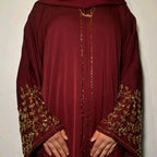 Riya Abaya 3 Piece Set Party Wear Fancy Abaya with Embellishments 3 Colours Available Red Gold Design love