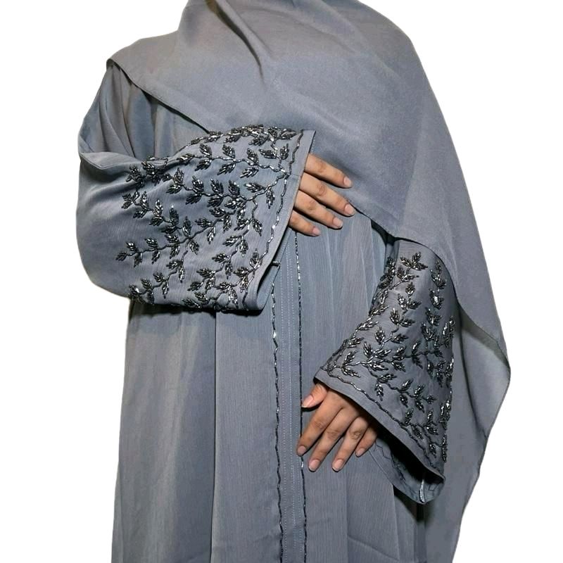 Riya Abaya 3 Piece Set Party Wear Fancy Abaya with Embellishments 3 Colours Available Red Gold Design love