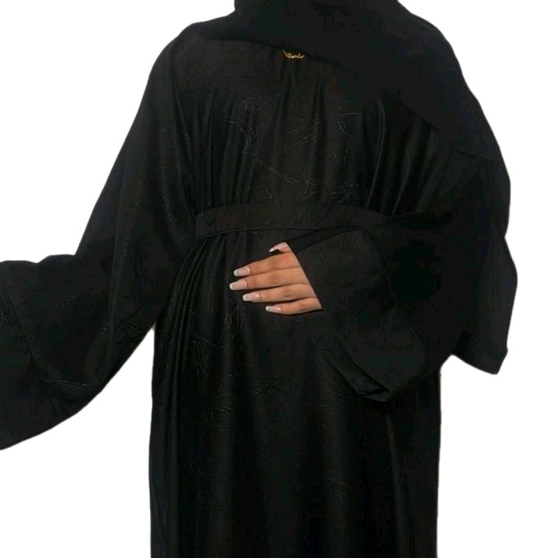 Yana Jacquard Winter Abaya, Thick Fabric, 3 Piece Set, Elegant Design, Comfortable Wear