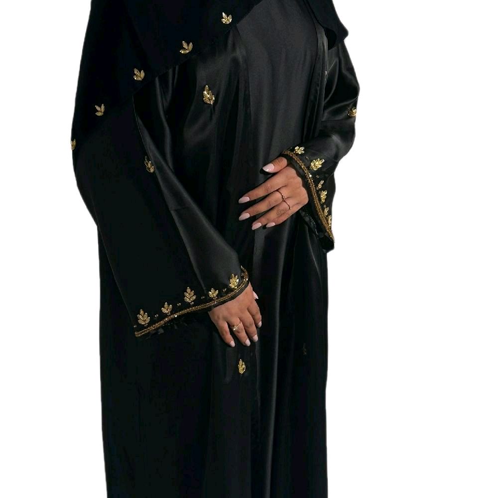 Amani Abaya with in Black its Gold bead Champagne, Emerald green Silver Beads Scarf Inner Slip and Outer Abaya For Any Occasion