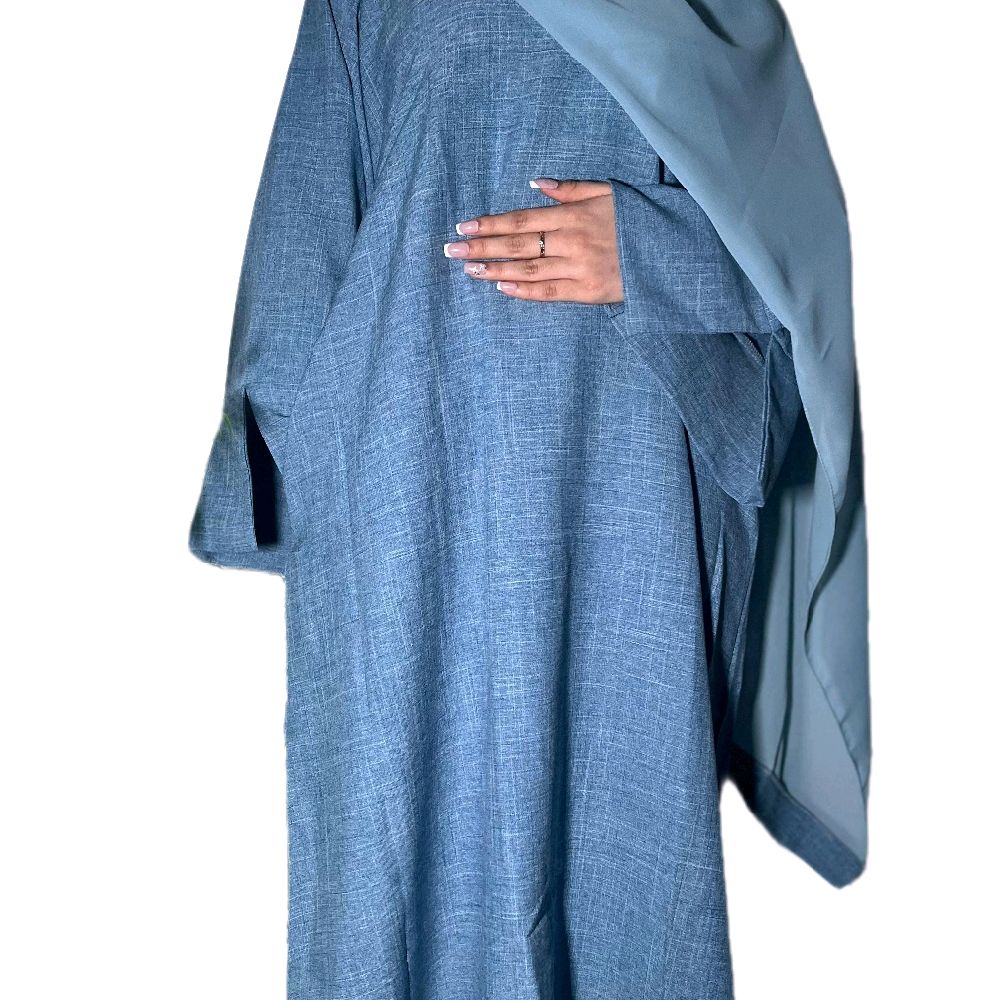 Imaan Linen Abaya with Slit Sleeves and Matching Chiffon Scarf - 8 colours luxury essential abayas plain daily affordable