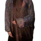 Loujain Abaya 3 Piece Set - Elegant Silk Satin & Organza with Rhinestone Details for Eid Parties & Special Occasions