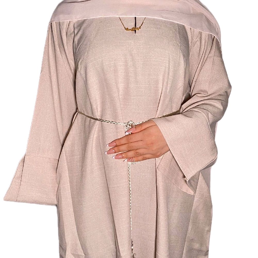 Imaan Linen Abaya with Slit Sleeves and Matching Chiffon Scarf - 8 colours luxury essential abayas plain daily affordable