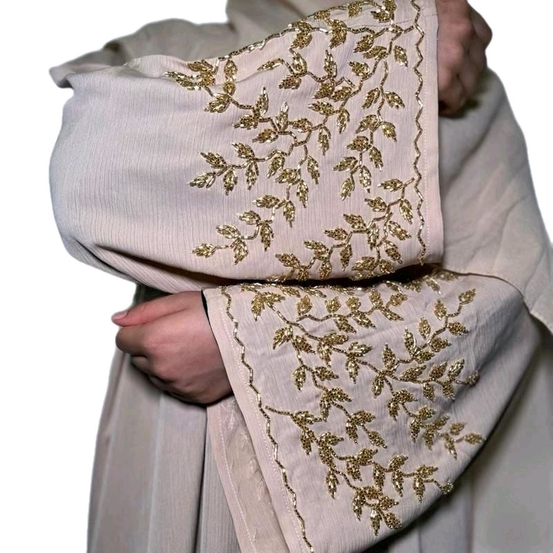 Riya Abaya 3 Piece Set Party Wear Fancy Abaya with Embellishments 3 Colours Available Red Gold Design love