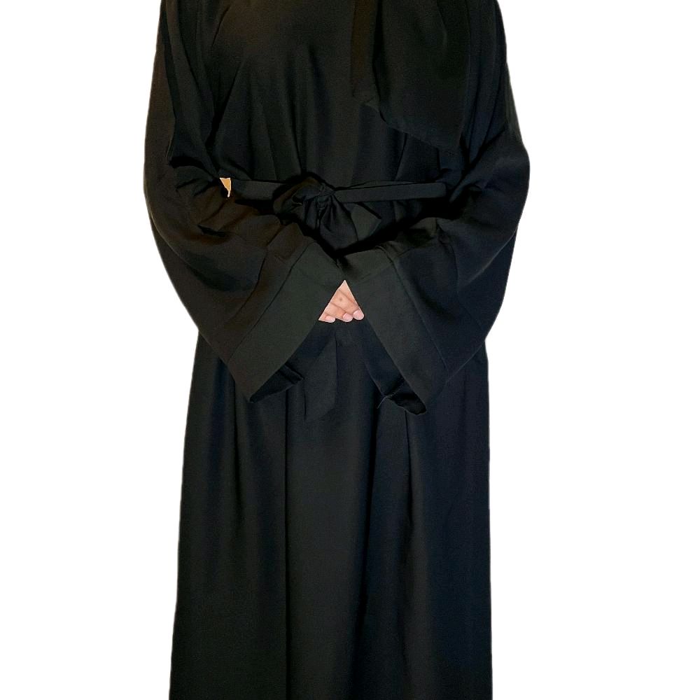 Leila Abaya in Black -  with Belt and Scarf