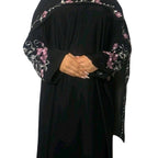 Amina Embroidery Abaya Comfortable 3 Piece Set Includes Belt Embroidered Scarf
