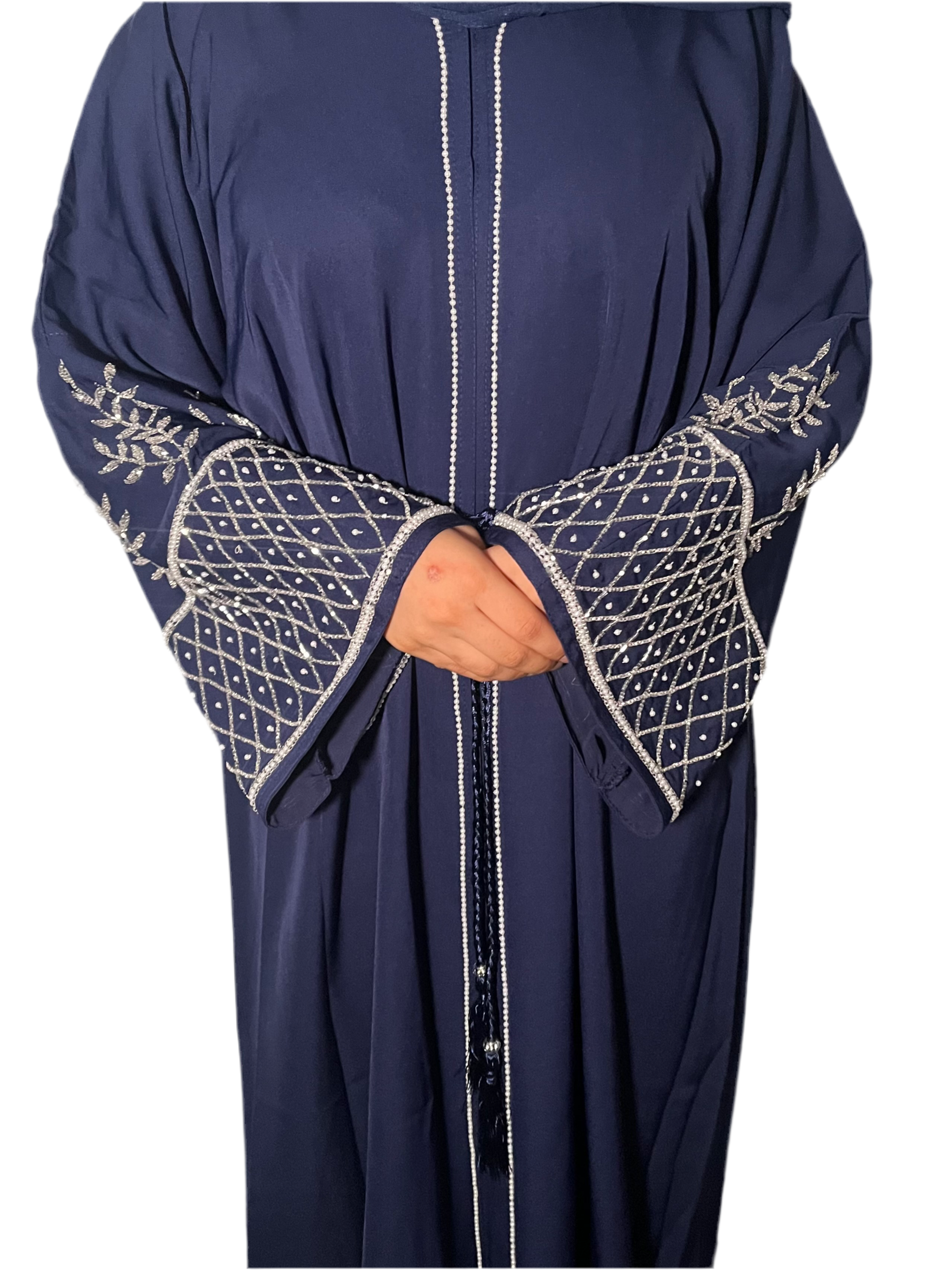 Haya Abaya - Black,Navy,Royal Blue, Olive  Embellished 3 Piece Set with Matching Scarf and Belt love party hitam ramadan luxury