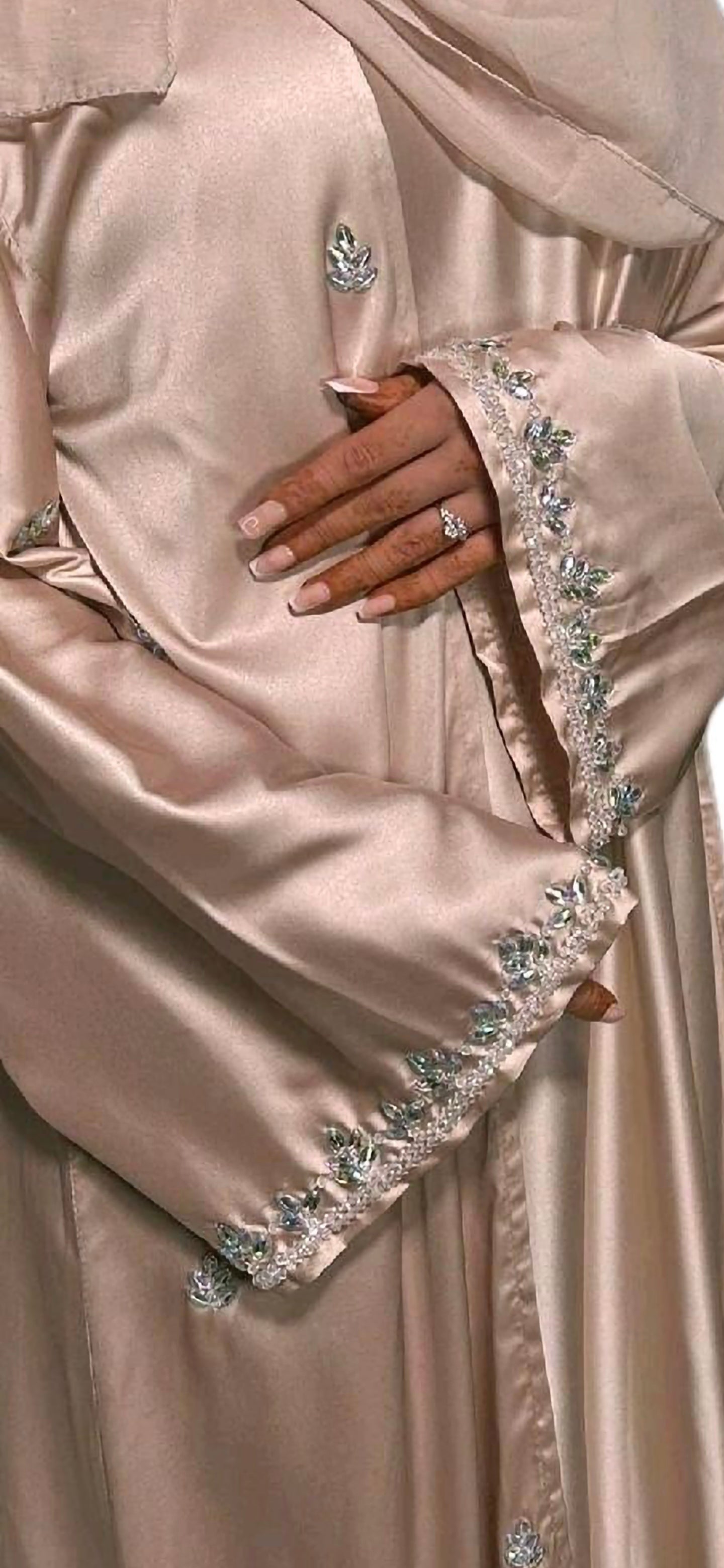Amani Abaya with in Black its Gold bead Champagne, Emerald green Silver Beads Scarf Inner Slip and Outer Abaya For Any Occasion