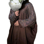 Loujain Abaya 3 Piece Set - Elegant Silk Satin & Organza with Rhinestone Details for Eid Parties & Special Occasions