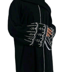 Amirah Abaya Pink Black Mint Green Embellished Silver Detailing Scarf & Belt Set for Elegant Party Wear