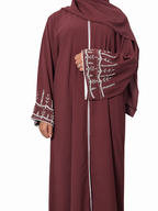 Amirah Abaya with Silver Embellishments, Matching Scarf & Belt – Elegant Party Wear