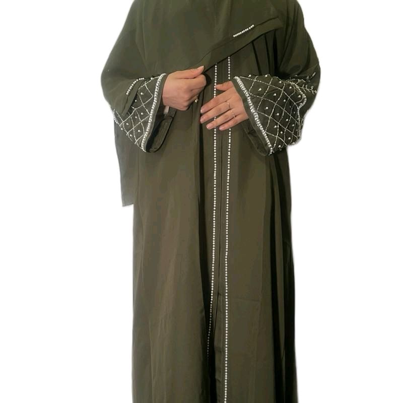 Haya Abaya - Black,Navy,Royal Blue, Olive  Embellished 3 Piece Set with Matching Scarf and Belt love party hitam ramadan luxury