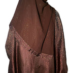 Loujain Abaya 3 Piece Set - Elegant Silk Satin & Organza with Rhinestone Details for Eid Parties & Special Occasions