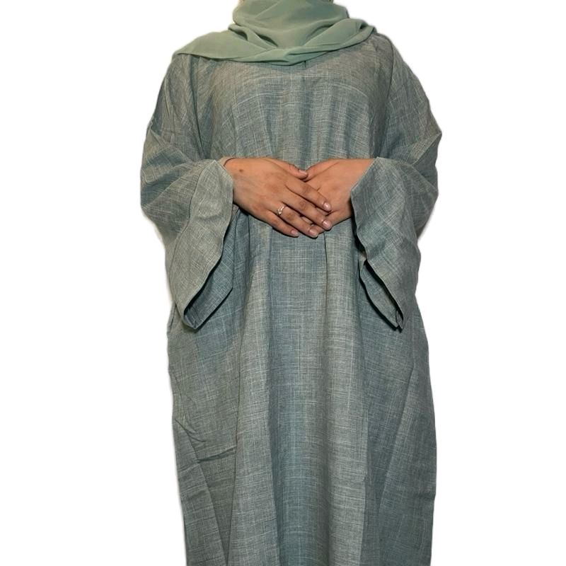 Imaan Linen Abaya with Slit Sleeves and Matching Chiffon Scarf - 8 colours luxury essential abayas plain daily affordable