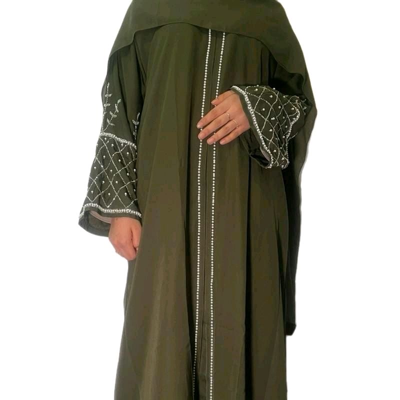 Haya Abaya - Black,Navy,Royal Blue, Olive  Embellished 3 Piece Set with Matching Scarf and Belt love party hitam ramadan luxury