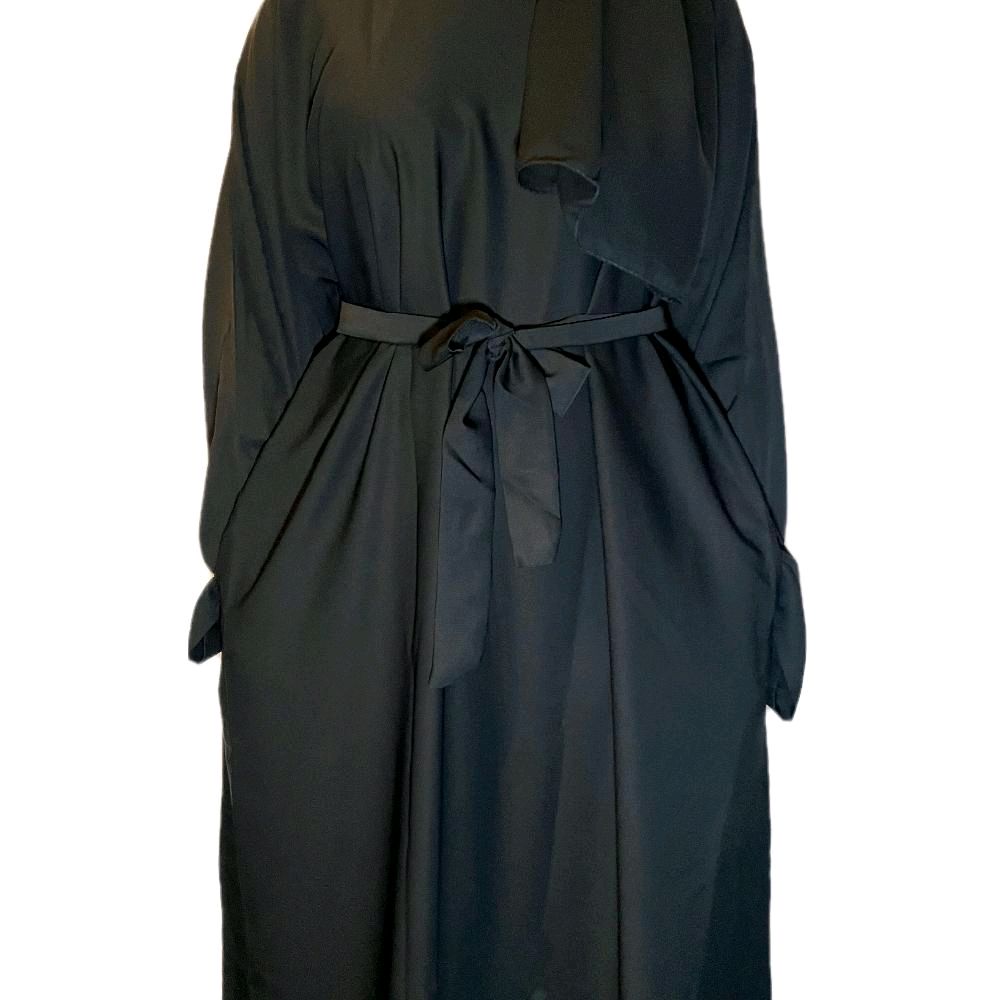 Leila Abaya in Black -  with Belt and Scarf