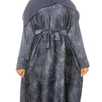 Farasha Abaya with Delicate Butterfly Pattern 3 Piece Set Including Abaya Belt and Scarf
