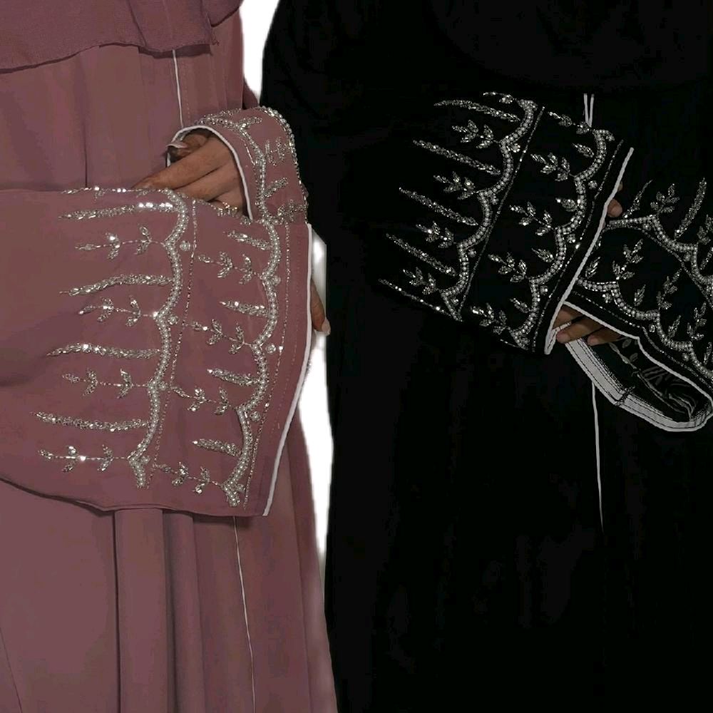 Amirah Abaya in Elegant Silver Embellishment Scarf and Belt for Any Occasion Party to Wear with Intricate Silver Detailing