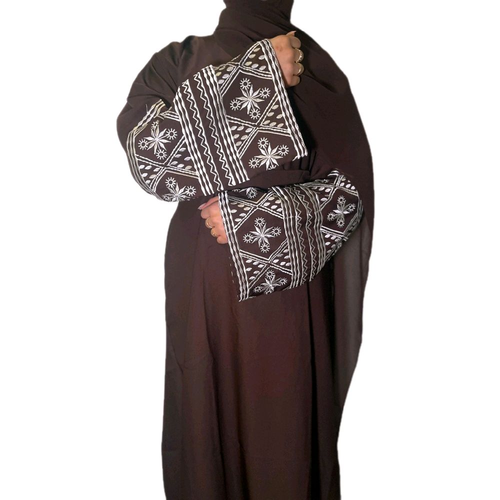 Safa Abaya with Embroidered Sleeves and Pockets - Premium Nida Fabric essential hitam ramadan embroidery elegant daily