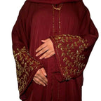 Riya Abaya 3 Piece Set Party Wear Fancy Abaya with Embellishments 3 Colours Available Red Gold Design love